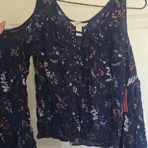 Arizona Jean Company Navy Floral Blouse